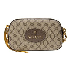 gucci neo vintage monogram messenger bag, shoulder bag, beige/ebony