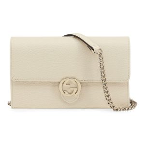gucci interlocking gg chain messenger bag, white