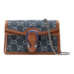 gucci dionysus logo denim messenger bag, grey blue