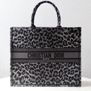 replica dior tote book leopard grey
