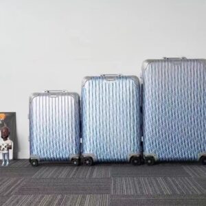 replica rimowa & dior suitcase light blue