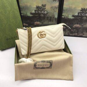 replica gucci marmont matelasse wallet on chain white