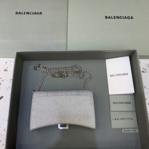 replica balenciaga hourglass on chain shine silver