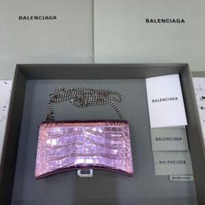 replica balenciaga hourglass on chain shine purple