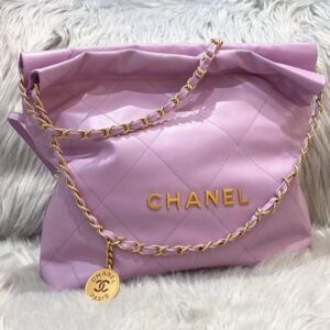 replica chanel 22 small handbag purple