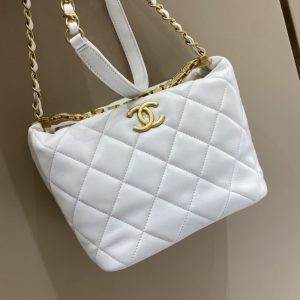 replica chanel 22s rhinestone hobo white