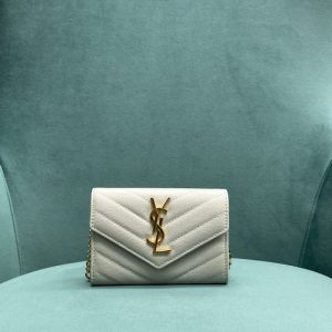 replica yves saint laurent chain wallet white