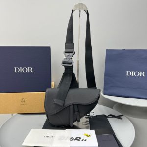 replica dior saddle bag full black calfskin