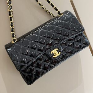 replica chanel classic flap 25cm patent black