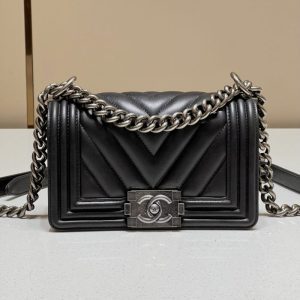 replica chanel le boy v black – silver