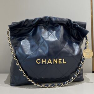 replica chanel 22 small handbag dark blue