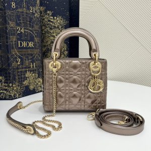 replica lady dior mini golden tone metallic