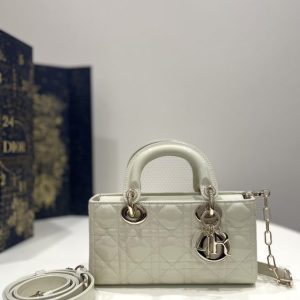 replica dior lady d joy bag white patent