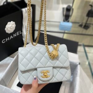 replica chanel 23s camellia square light blue