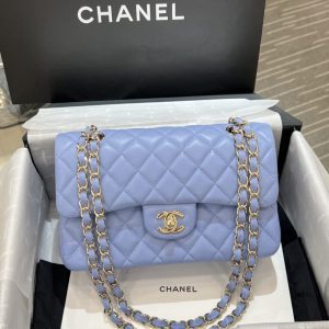 replica chanel classic flap 23cm light blue