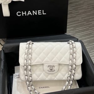 replica chanel classic flap 23cm white silver