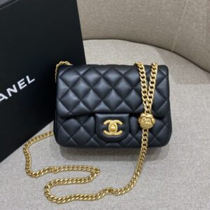 replica chanel camellia flap black