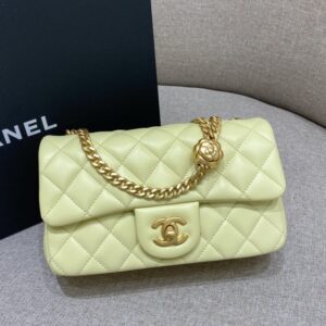 replica chanel camellia flap yellow