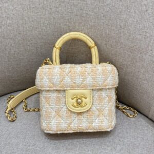 replica chanel tweed handle crush small apricot