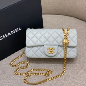 replica chanel camellia flap light blue