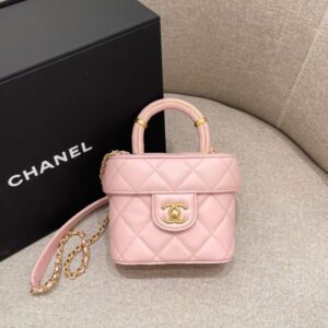 replica chanel tweed handle crush small pink