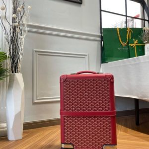 replica goyard bourget travel suitcase red