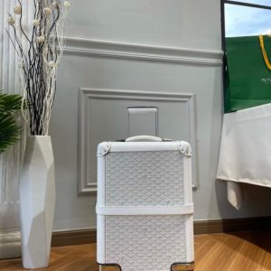 replica goyard bourget travel suitcase white