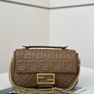 replica fendi baguette sliding chain brown