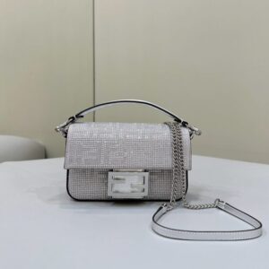 replica fendi baguette silver diamond