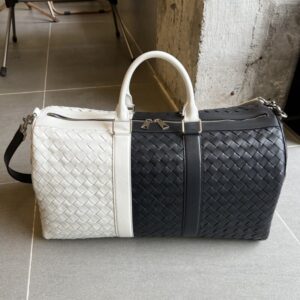 replica bottega veneta travel bag black white