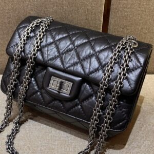 replica chanel 2.55 mini bag black silver
