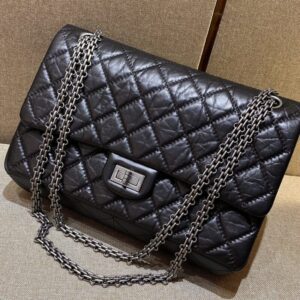 replica chanel 2.55 bag black silver