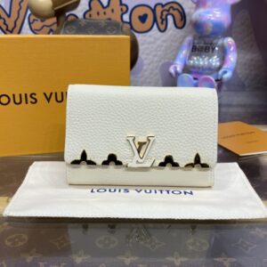 replica loius vuitton capucines compact wallet white