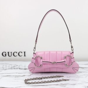 replica gucci horsebit chain shoulder bag pink