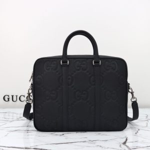 replica gucci briefcase gg leather black