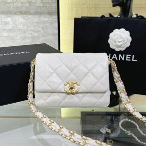 replica chanel 19 mini flap white bag