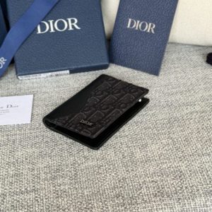 replica dior bi fold card holder oblique black