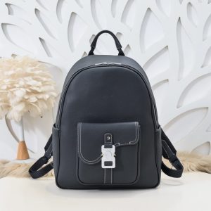 replica dior saddle zip backpack black grained calfskin