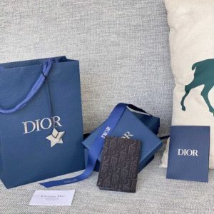 replica dior bi fold card holder black