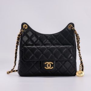replica chanel hobo medium black