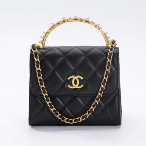replica chanel 23b pearl black handle bag