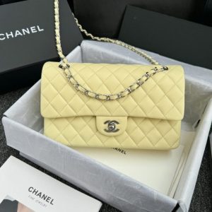 replica chanel classic flap 25cm yellow