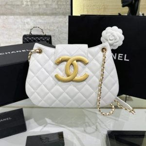 replica chanel 24c round shoulder bag white