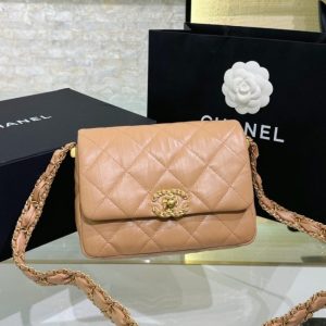 replica chanel 19 mini flap caramel bag