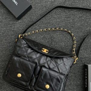 replica chanel 24p postman bag small black
