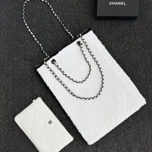replica chanel sequin shoulder bag white